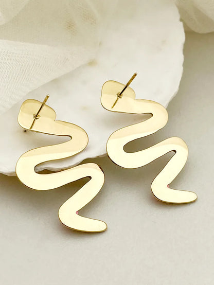 1 Pair Exaggerated Funny Snake Polishing Enamel Plating Stainless Steel Gold Plated Ear Studs