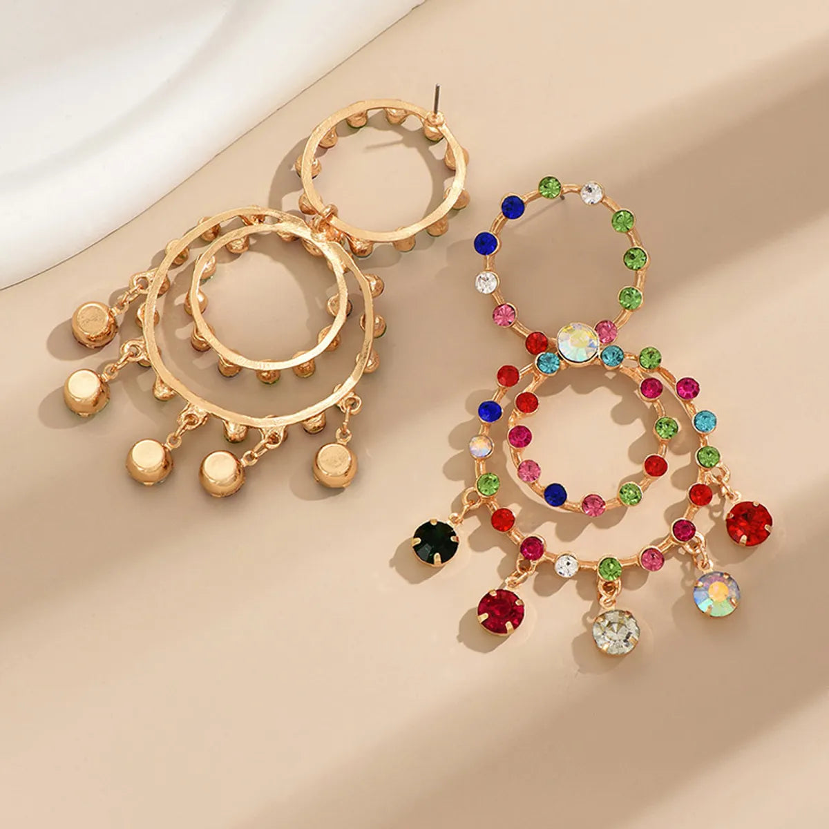 1 Pair Exaggerated Geometric Circle Alloy Drop Earrings