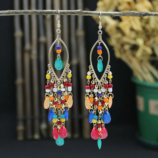 1 Pair Exaggerated Geometric Patchwork Zinc Alloy Drop Earrings