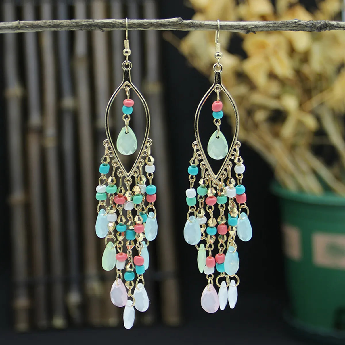 1 Pair Exaggerated Geometric Patchwork Zinc Alloy Drop Earrings