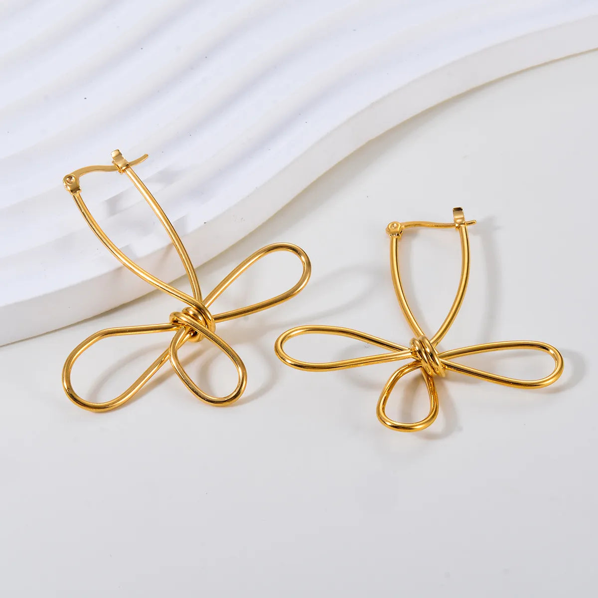 1 Pair Exaggerated Geometric Plating Stainless Steel Drop Earrings