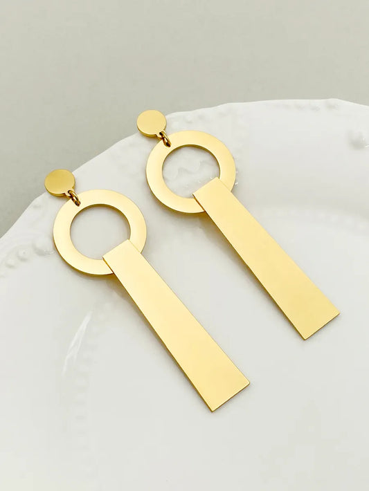 1 Pair Exaggerated Geometric Plating Stainless Steel Gold Plated Drop Earrings