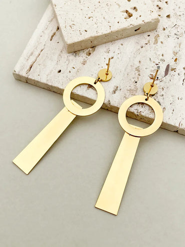 1 Pair Exaggerated Geometric Plating Stainless Steel Gold Plated Drop Earrings