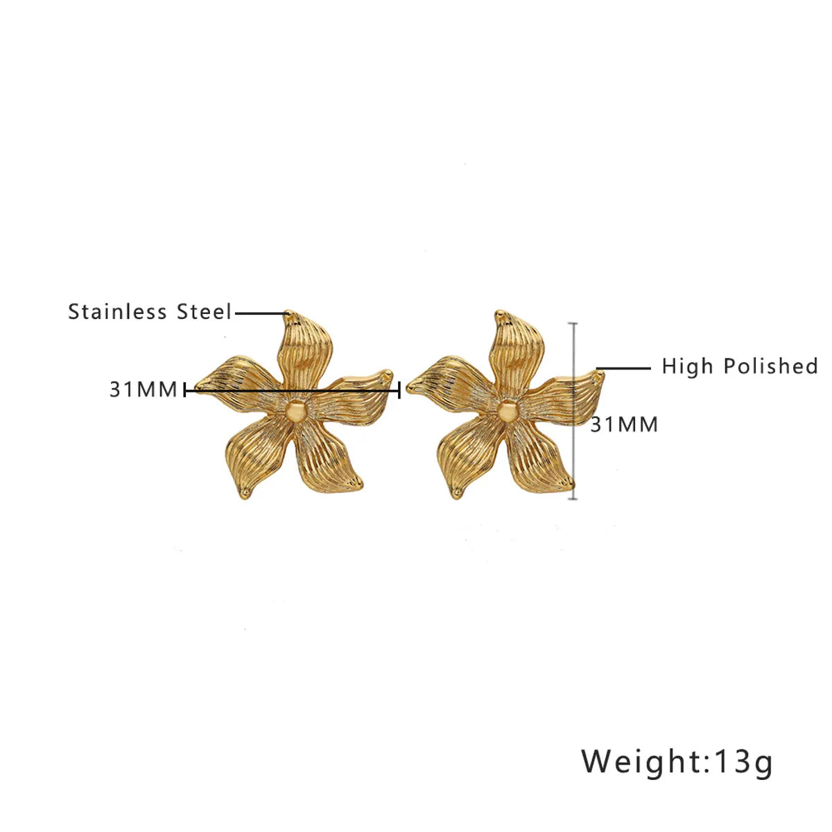 1 Pair Exaggerated Geometric Plating Titanium Steel 18K Gold Plated Earrings