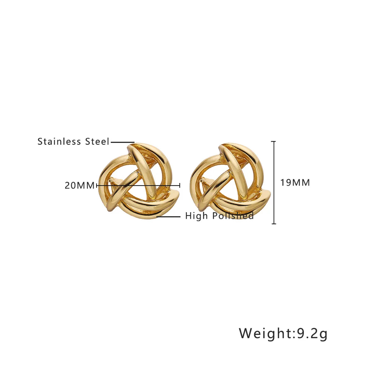 1 Pair Exaggerated Geometric Plating Titanium Steel 18K Gold Plated Earrings