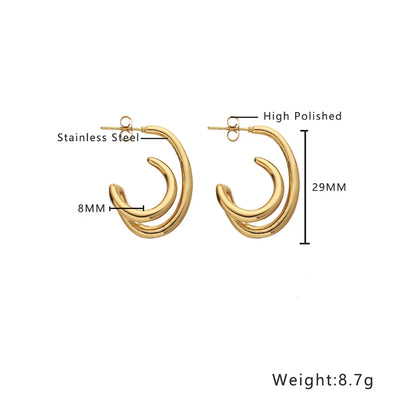 1 Pair Exaggerated Geometric Plating Titanium Steel 18K Gold Plated Earrings