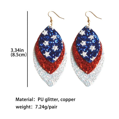 1 Pair Exaggerated Geometric Printing Pu Leather Drop Earrings