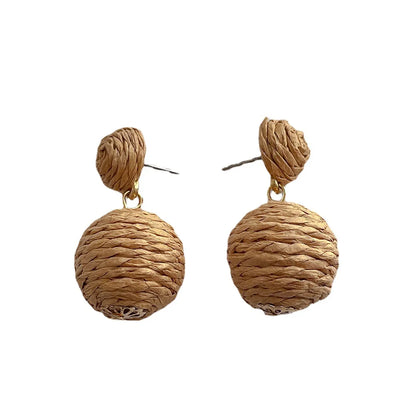 1 Pair Exaggerated Geometric Raffia Women'S Drop Earrings