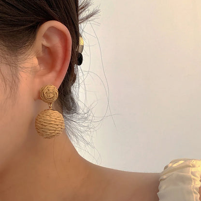 1 Pair Exaggerated Geometric Raffia Women'S Drop Earrings