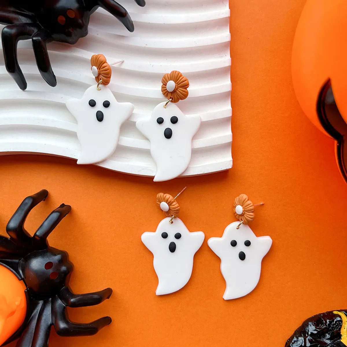 1 Pair Exaggerated Handmade Funny Ghost Soft Clay Drop Earrings