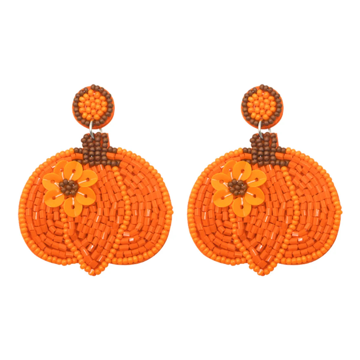 1 Pair Exaggerated Handmade Funny Pumpkin Handmade Synthetic Fibre Seed Bead Drop Earrings