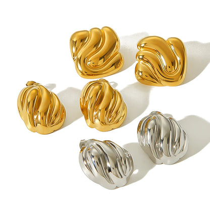 1 Pair Exaggerated IG Style Geometric Solid Color Polishing 304 Stainless Steel 18K Gold Plated Ear Studs