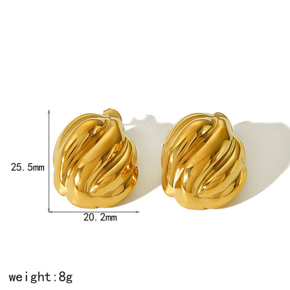 1 Pair Exaggerated IG Style Geometric Solid Color Polishing 304 Stainless Steel 18K Gold Plated Ear Studs