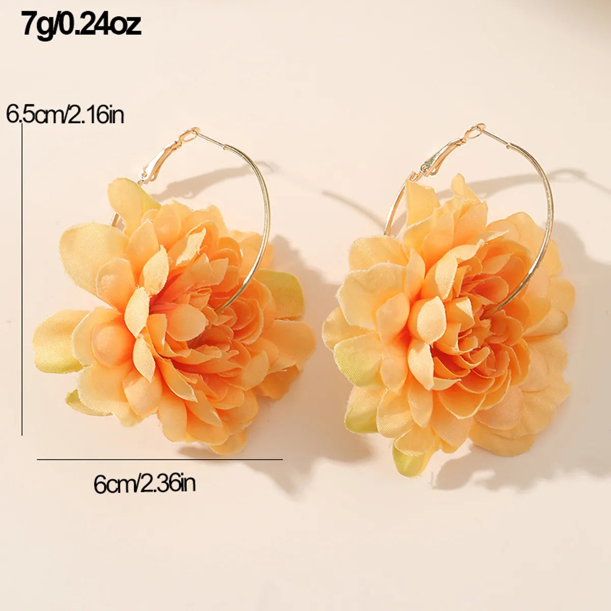 1 Pair Exaggerated Lady Flower Alloy Cloth Earrings