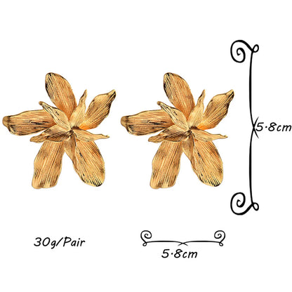 1 Pair Exaggerated Lady Roman Style Flower Plating Alloy Ear Studs