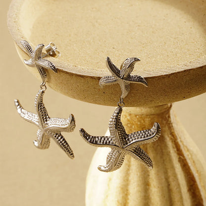 1 Pair Exaggerated Marine Style Starfish 304 Stainless Steel 18K Gold Plated Drop Earrings