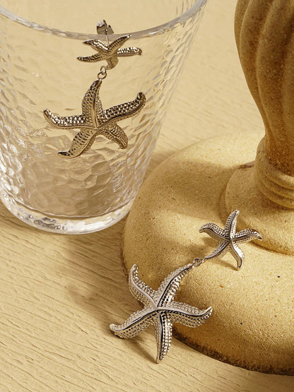 1 Pair Exaggerated Marine Style Starfish 304 Stainless Steel 18K Gold Plated Drop Earrings