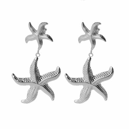 1 Pair Exaggerated Marine Style Starfish 304 Stainless Steel 18K Gold Plated Drop Earrings