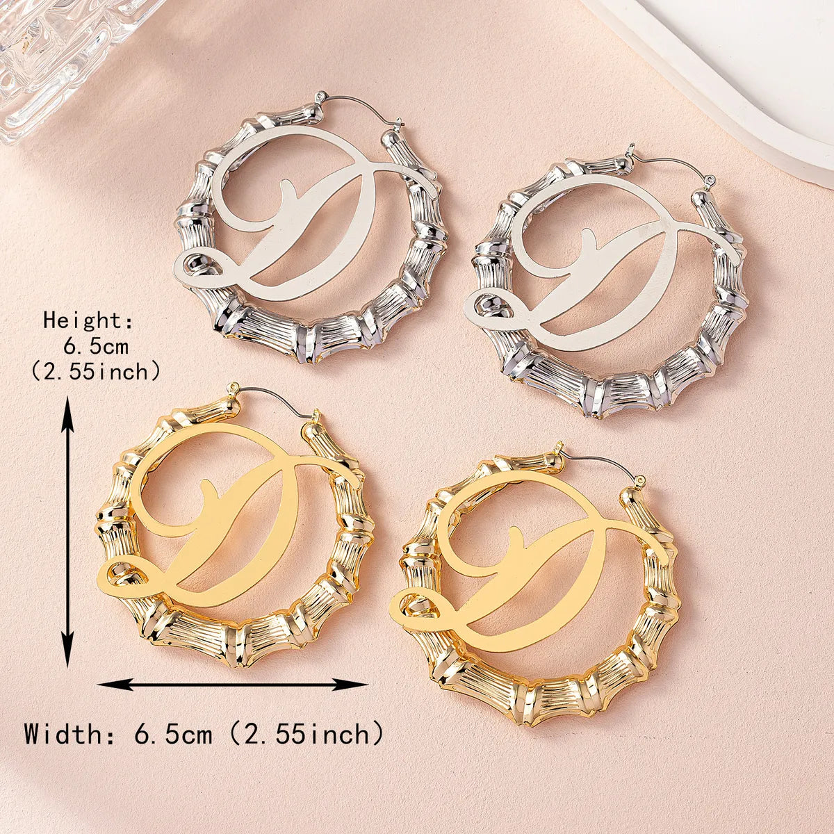 1 Pair Exaggerated Modern Style Simple Style Letter Hollow Out Iron Earrings