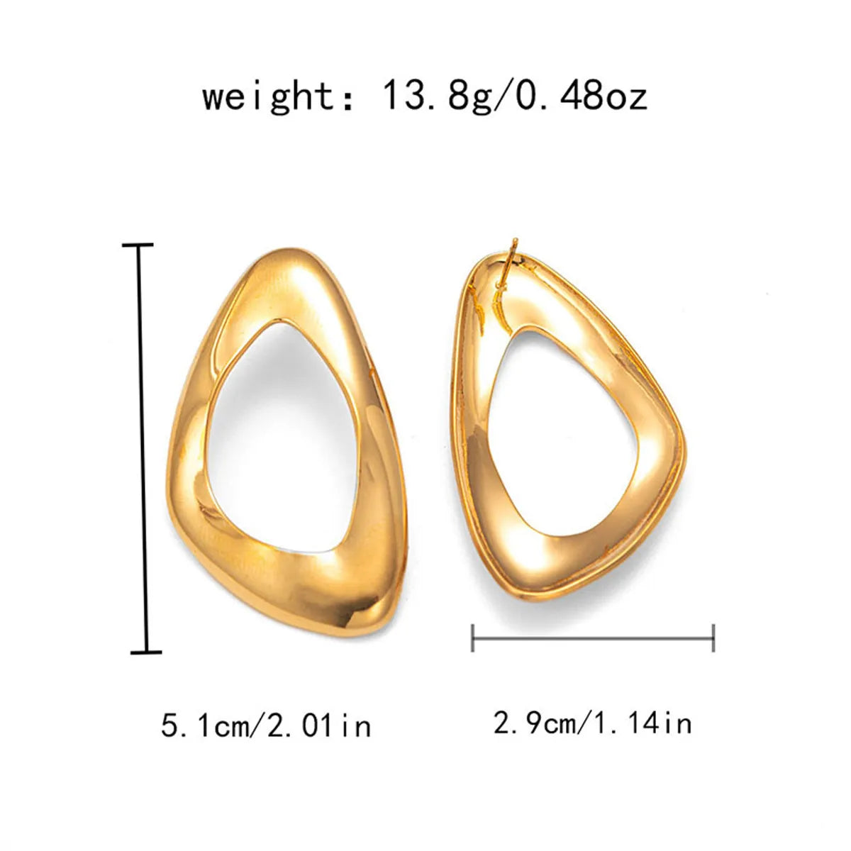 1 Pair Exaggerated Modern Style Streetwear Semicircle Plating Hollow Out 304 Stainless Steel 14K Gold Plated Earrings