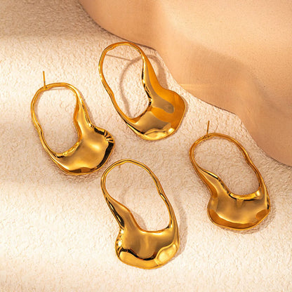 1 Pair Exaggerated Modern Style Streetwear Semicircle Plating Hollow Out 304 Stainless Steel 14K Gold Plated Earrings