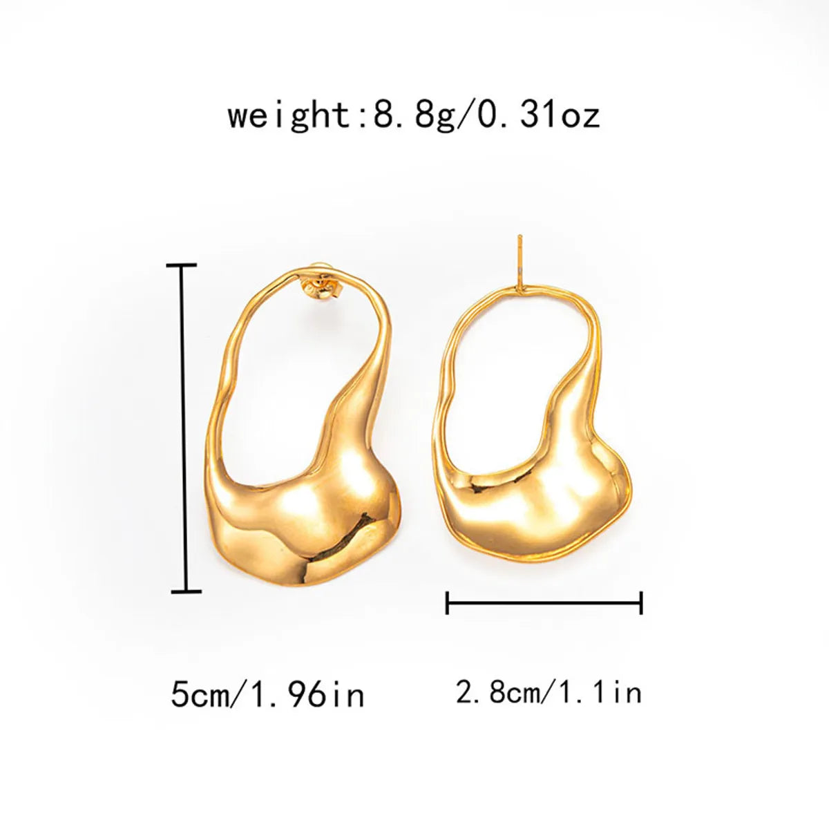 1 Pair Exaggerated Modern Style Streetwear Semicircle Plating Hollow Out 304 Stainless Steel 14K Gold Plated Earrings