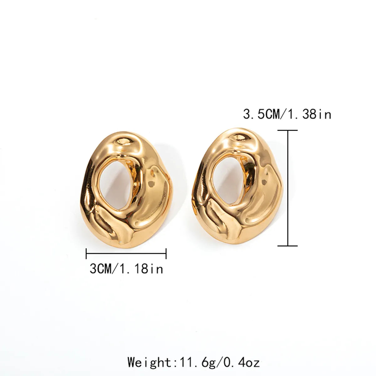 1 Pair Exaggerated Modern Style Streetwear Semicircle Plating Hollow Out 304 Stainless Steel 14K Gold Plated Earrings