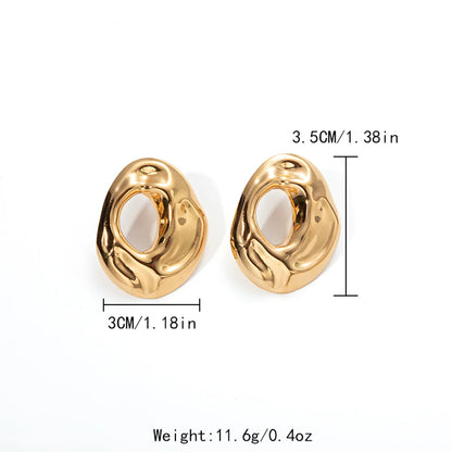 1 Pair Exaggerated Modern Style Streetwear Semicircle Plating Hollow Out 304 Stainless Steel 14K Gold Plated Earrings