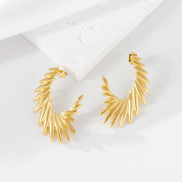 1 Pair Exaggerated Oversized Angel Wings Plating 304 Stainless Steel 18K Gold Plated Ear Studs