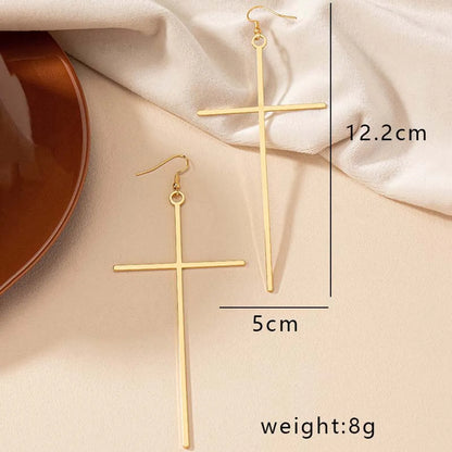 1 Pair Exaggerated Oversized Cross Plating Alloy Drop Earrings