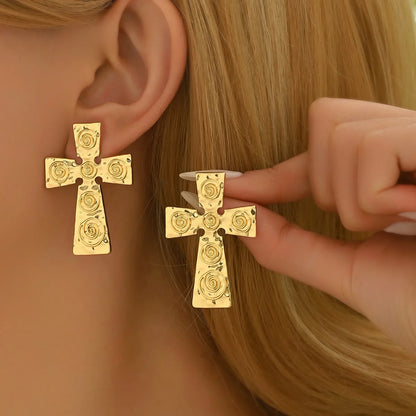 1 Pair Exaggerated Punk Cross Alloy Zinc Ear Studs