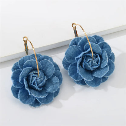 1 Pair Exaggerated Romantic Flower Pearl Three-Dimensional Alloy Cloth Drop Earrings Earrings