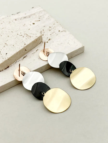 1 Pair Exaggerated Round Plating Stainless Steel Drop Earrings