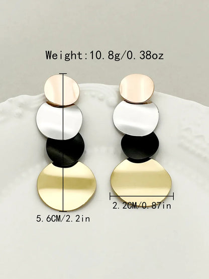 1 Pair Exaggerated Round Plating Stainless Steel Drop Earrings