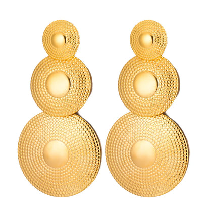 1 Pair Exaggerated Round Plating Stainless Steel Drop Earrings