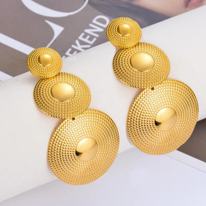 1 Pair Exaggerated Round Plating Stainless Steel Drop Earrings