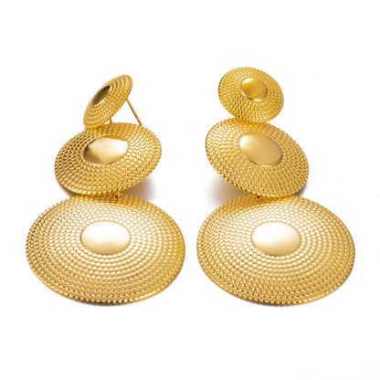 1 Pair Exaggerated Round Plating Stainless Steel Drop Earrings