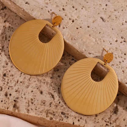 1 Pair Exaggerated Round Stainless Steel Plating 18k Gold Plated Drop Earrings