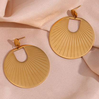 1 Pair Exaggerated Round Stainless Steel Plating 18k Gold Plated Drop Earrings