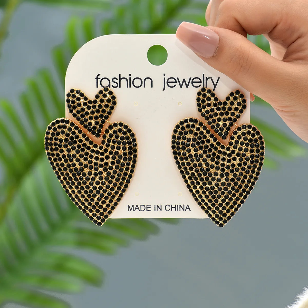 1 Pair Exaggerated Shiny Heart Shape Plating Inlay Zinc Alloy Artificial Crystal Drop Earrings