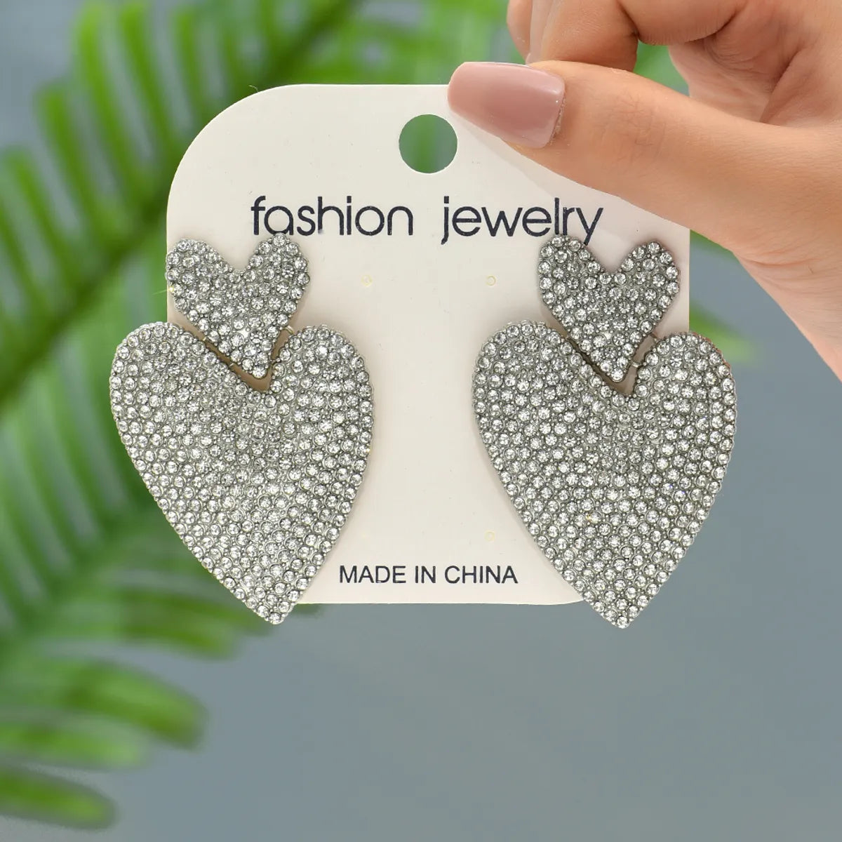 1 Pair Exaggerated Shiny Heart Shape Plating Inlay Zinc Alloy Artificial Crystal Drop Earrings