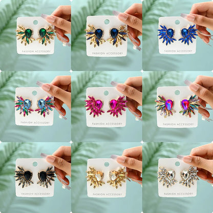 1 Pair Exaggerated Shiny Water Droplets Plating Inlay Zinc Alloy Glass Ear Studs