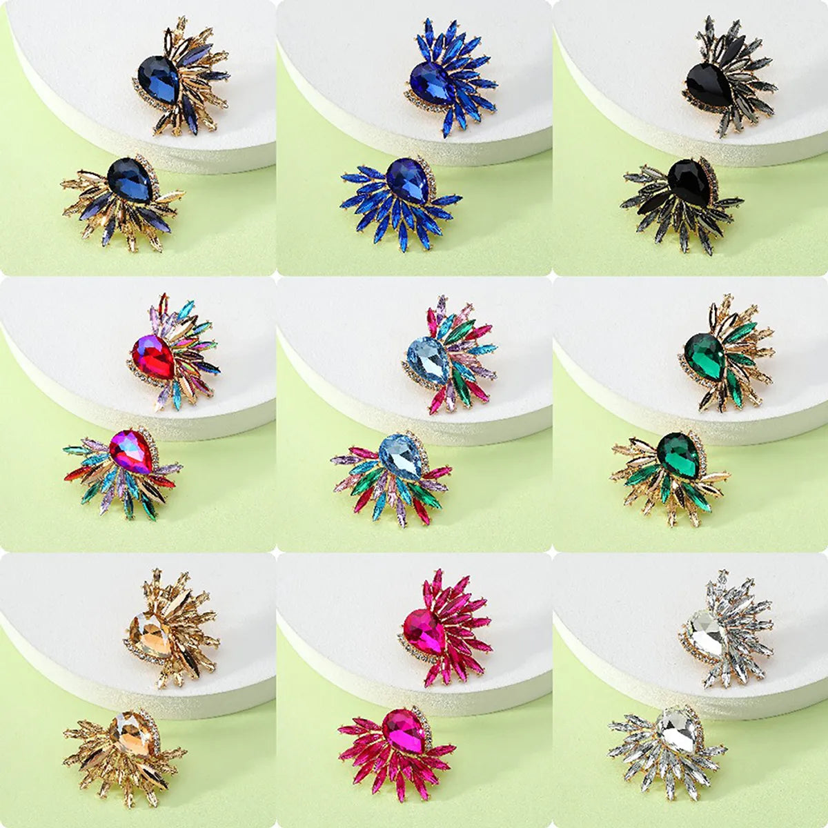 1 Pair Exaggerated Shiny Water Droplets Plating Inlay Zinc Alloy Glass Ear Studs