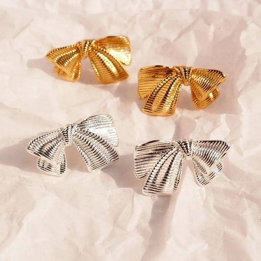 1 Pair Exaggerated Simple Style Bow Knot Plating Brass Ear Studs