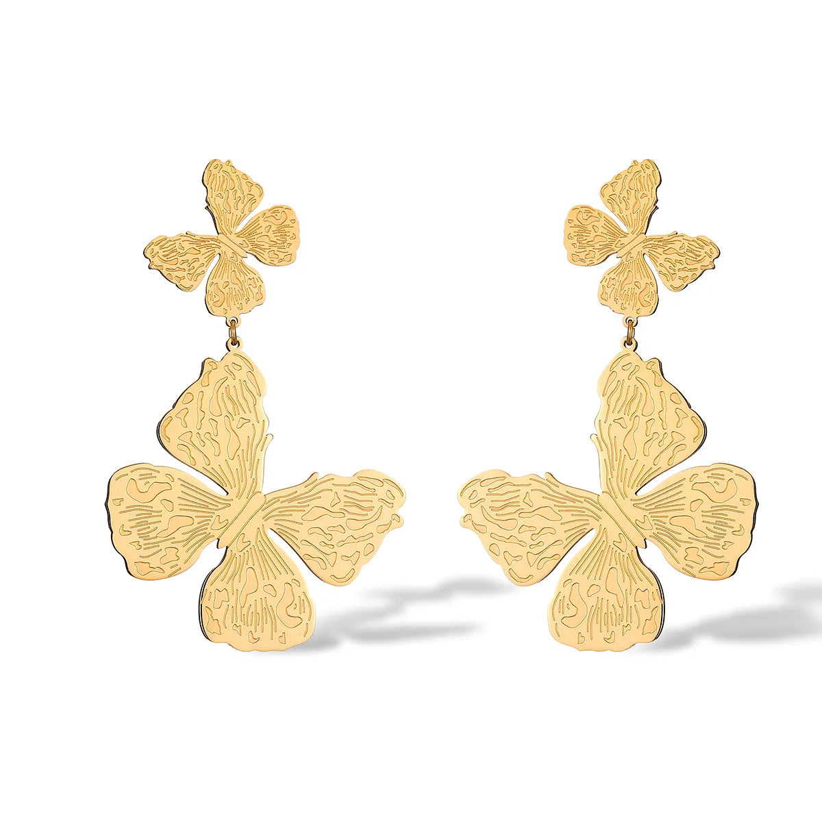 1 Pair Exaggerated Simple Style Butterfly Plating Inlay 304 Stainless Steel Artificial Pearls 18K Gold Plated Drop Earrings