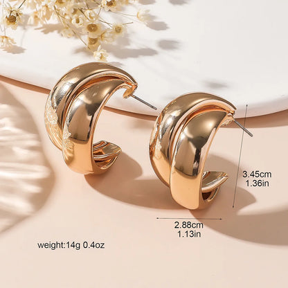 1 Pair Exaggerated Simple Style C Shape Plating Alloy Ear Studs