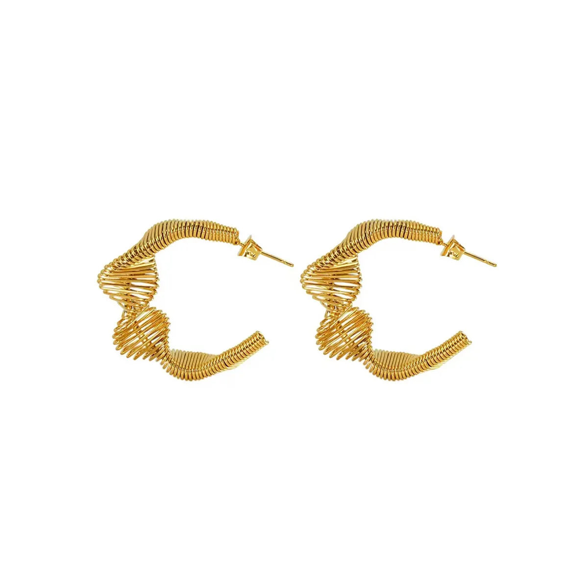 1 Pair Exaggerated Simple Style C Shape Titanium Steel 18K Gold Plated Ear Studs