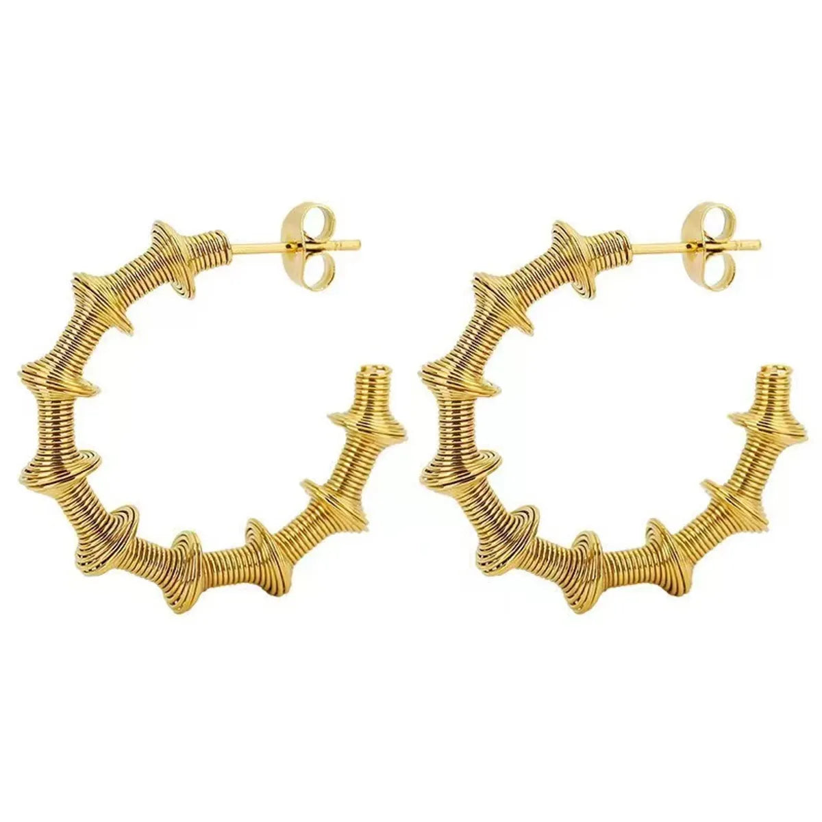 1 Pair Exaggerated Simple Style C Shape Titanium Steel 18K Gold Plated Ear Studs