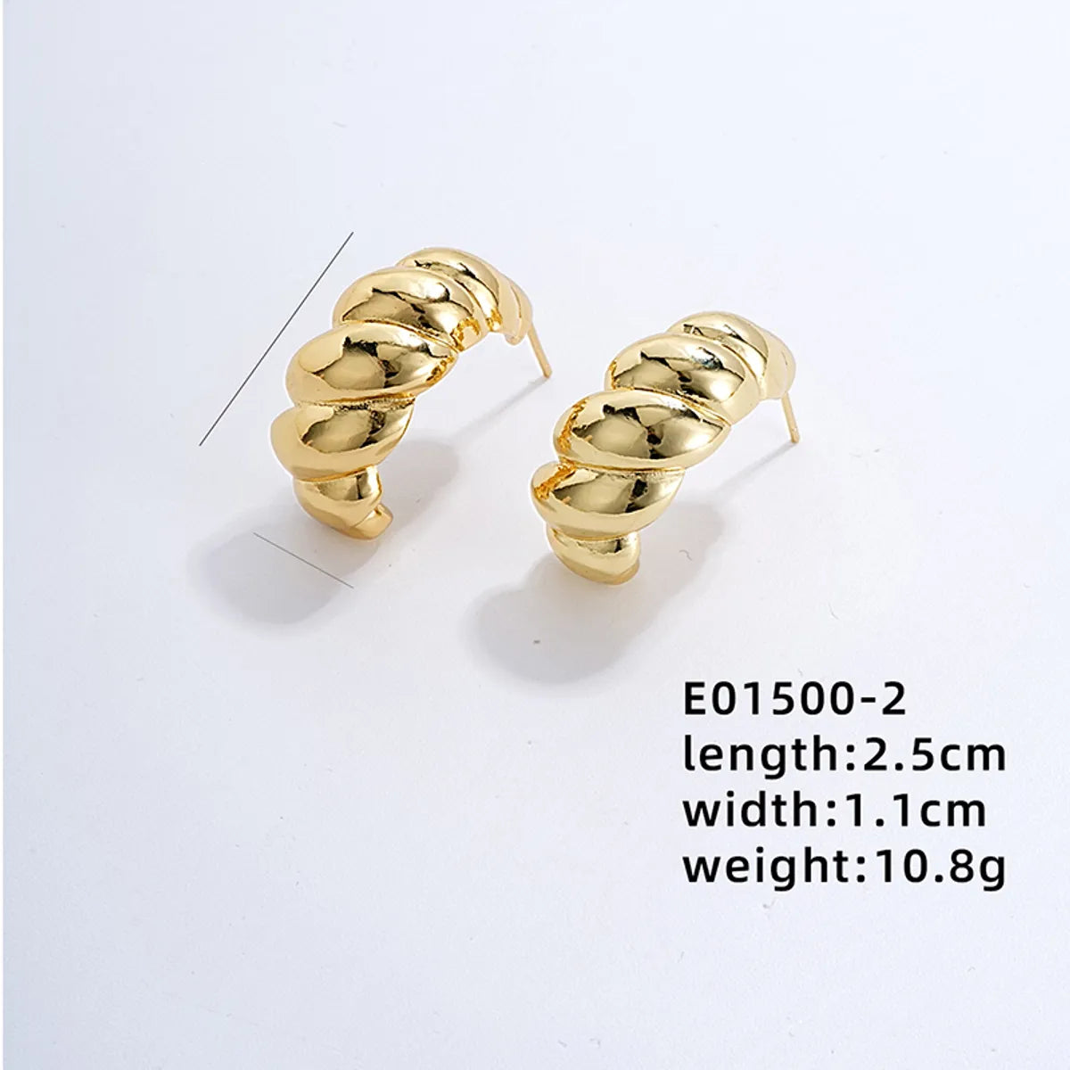 1 Pair Exaggerated Simple Style C Shape U Shape Geometric Polishing Plating Hollow Out 304 Stainless Steel Copper Ear Studs