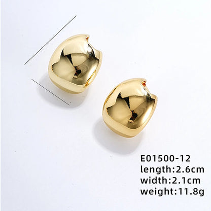 1 Pair Exaggerated Simple Style C Shape U Shape Geometric Polishing Plating Hollow Out 304 Stainless Steel Copper Ear Studs